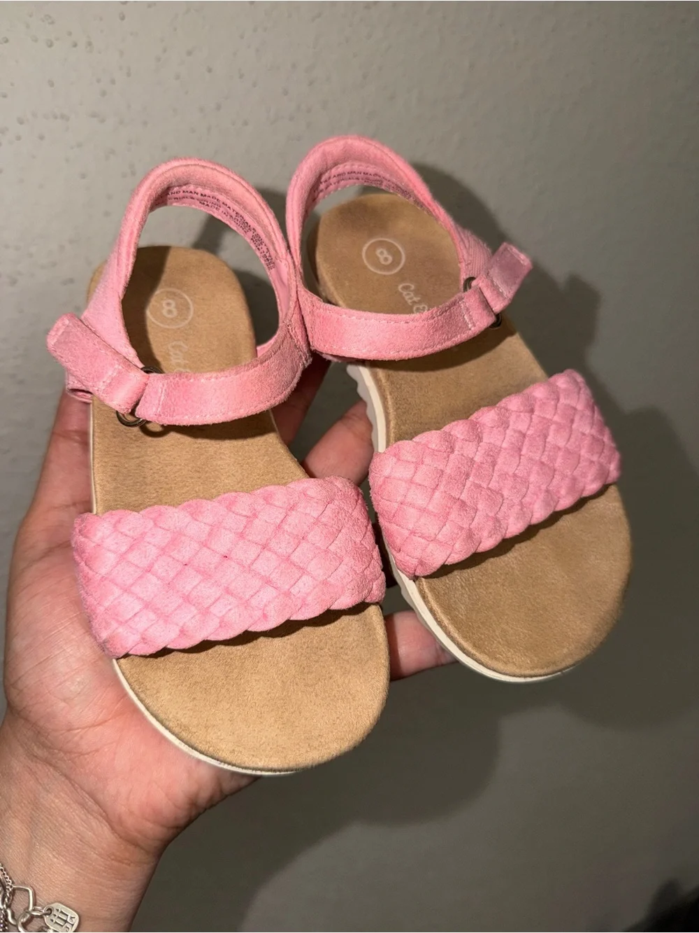 Cat & Jack Pink Braided Strap Girls' Sandals